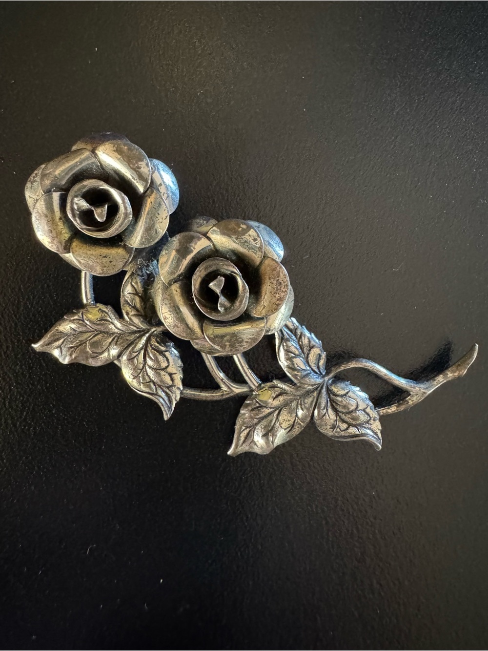 Vintage BEAU Beaucraft Sterling Silver Double Rose Floral Brooch – 2.5” – 9.20g